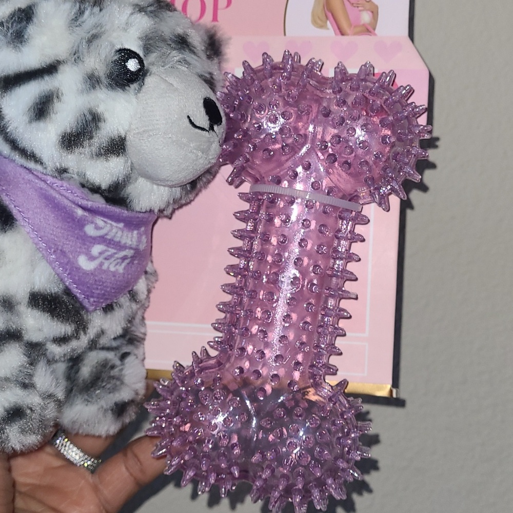 PARIS HILTON Plush Zebra Toy with Purple Bone - Picture 5 of 9